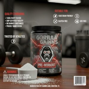 gorilla gainns pre workout, unflavoured